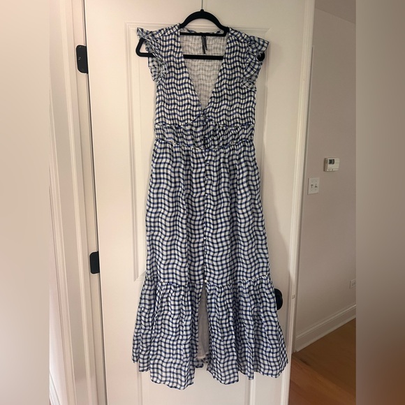 Anthropologie Peregrine Blue Gingham Midi Dress XS - Picture 4 of 6